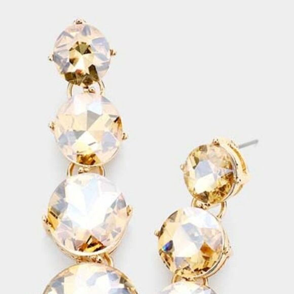 Round Lt. Colored Topaz Crystal Evening Earrings - Picture 2 of 5